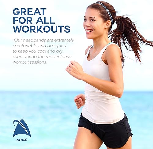 Vista 21 de Athlé - Diademas delgadas para mujeres y hombres, paquete de 6, diademas elásticas para mujeres y hombres, agarre de silicona antideslizante