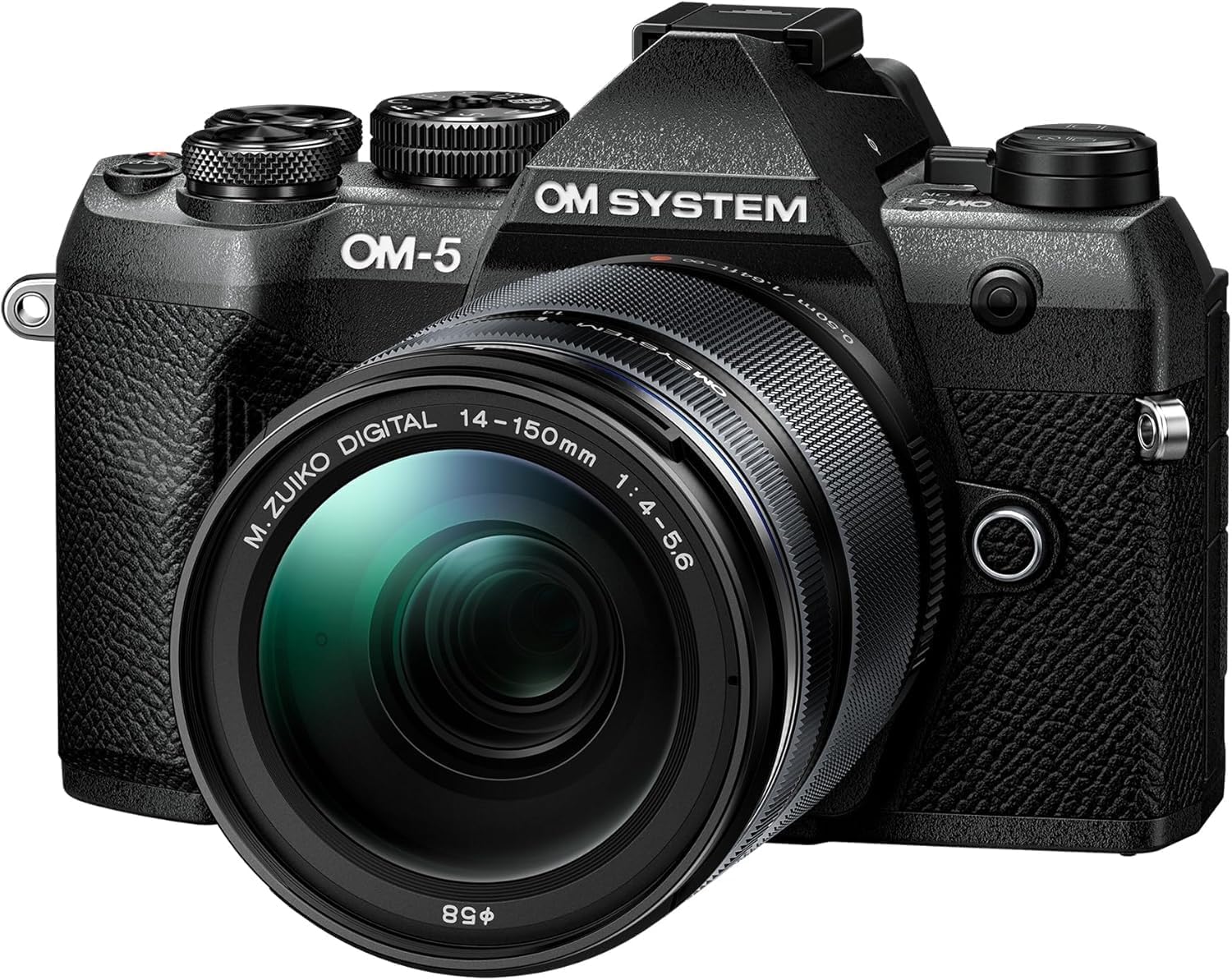 OM SYSTEM Om-5 Mark II + Objectif M.Zuiko 14-150mm II, Capteur 20 MP, IP53 | Appareil photo hybride avec stabilisation 5 axes, video 4K, photo haute resolution 50 MP et conception etanche au gel, Noir