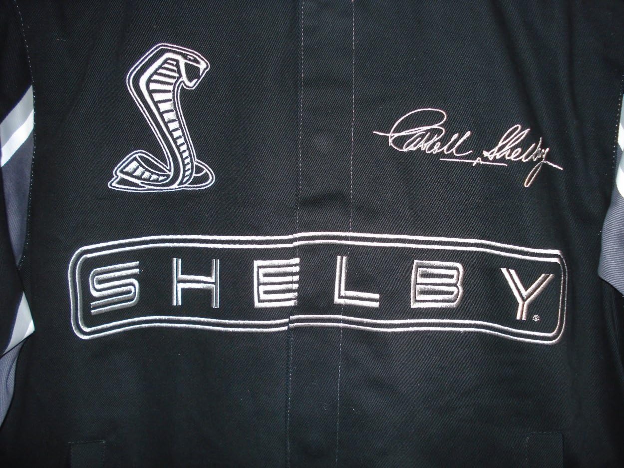 Carroll Shelby Cobra Collage Mens Black Twill Jacket by JH Design
