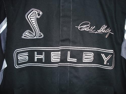 Vista 3 de Carroll Shelby Cobra Collage - Chaqueta de sarga negra para hombre por JH Design