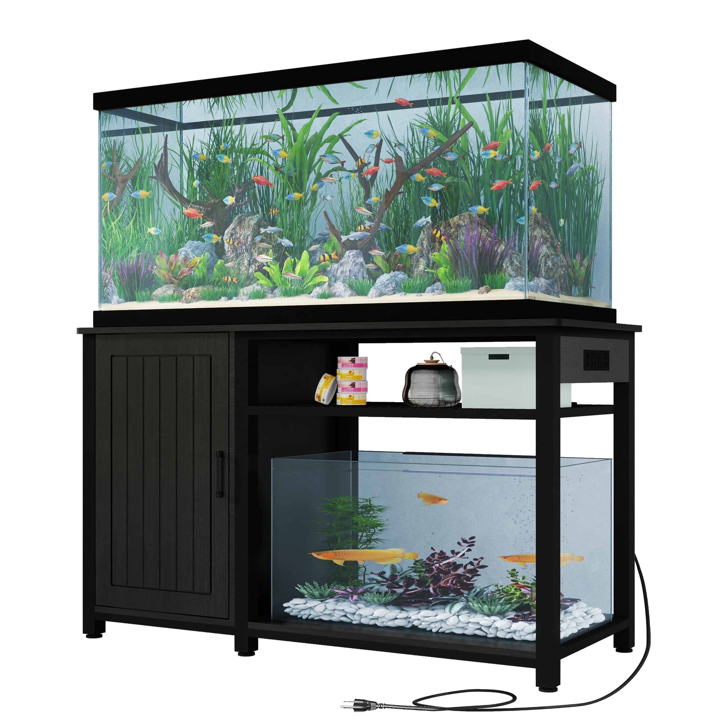 Anwick Heavy Duty 55-75 Gallon Aquarium Stand with Power Outlets, Cabinet for Fish Tank Accessories Storage