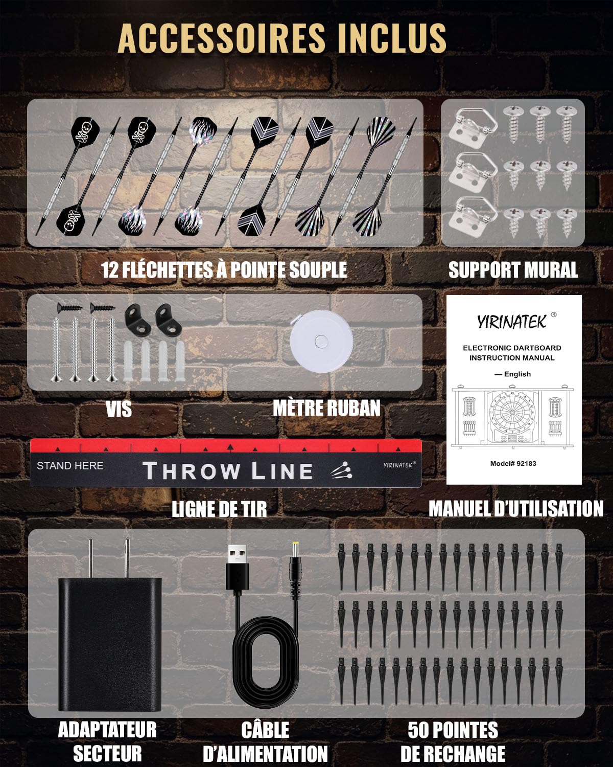 Jeu de Fléchettes Électronique, LED Coffret pour Cible Flechette | [12 Fléchettes] Indicateur LED 8 Joueurs, Jeux de Flechettes Adulte Électronique pour Salle de Jeu, Bar Privé