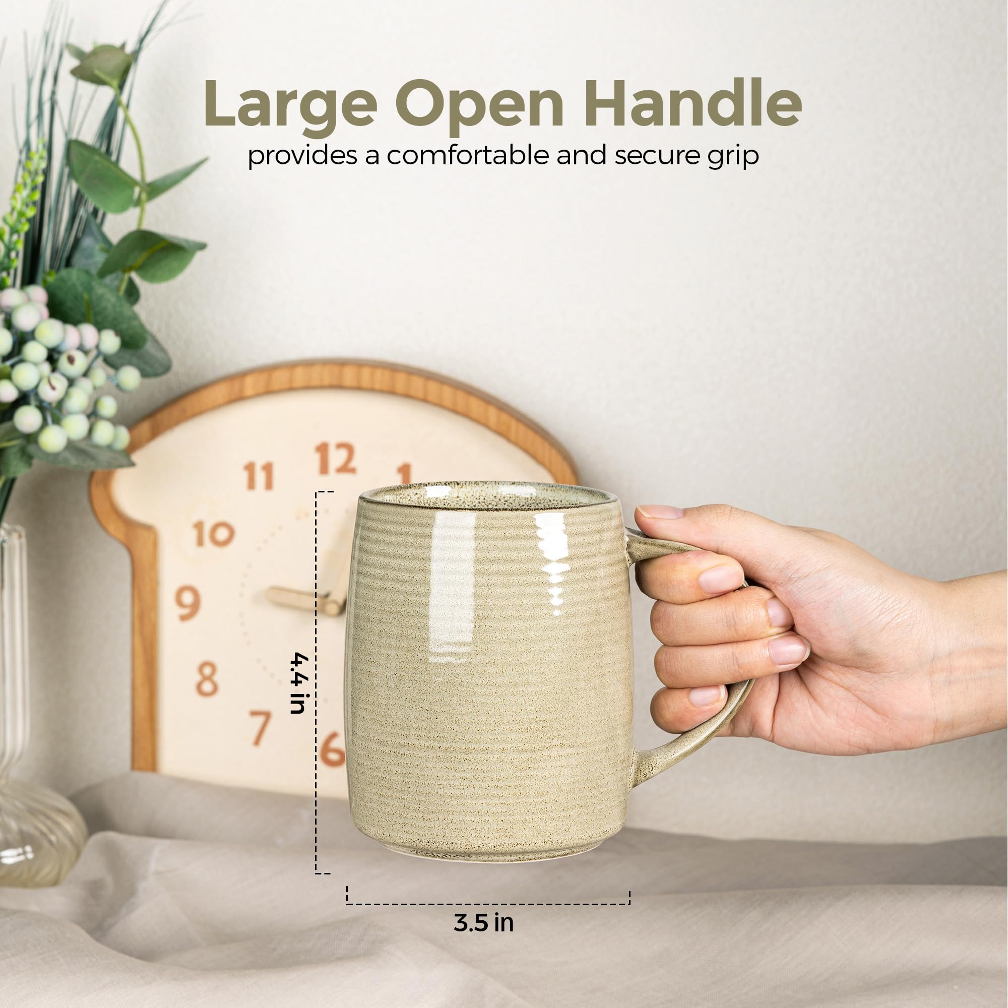 GBHOME Grande set di tazze da caffè da 6 pezzi, 18 oz (circa 500 ml) in ceramica fatta a mano con colori sfumati, ideale per latte, tè, birra e cioccolata calda, lavabile in lavastoviglie e adatta al
