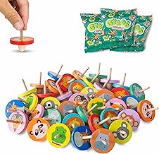 BONNYCO Children's Spinning Top Pack of 40 Children's Birthday Gift Invites Wooden Spinning Top Birthday Gifts for Guests Small Pinata Toy Surprise Pouch Mini Toy Kermesse, Goodies Assortment