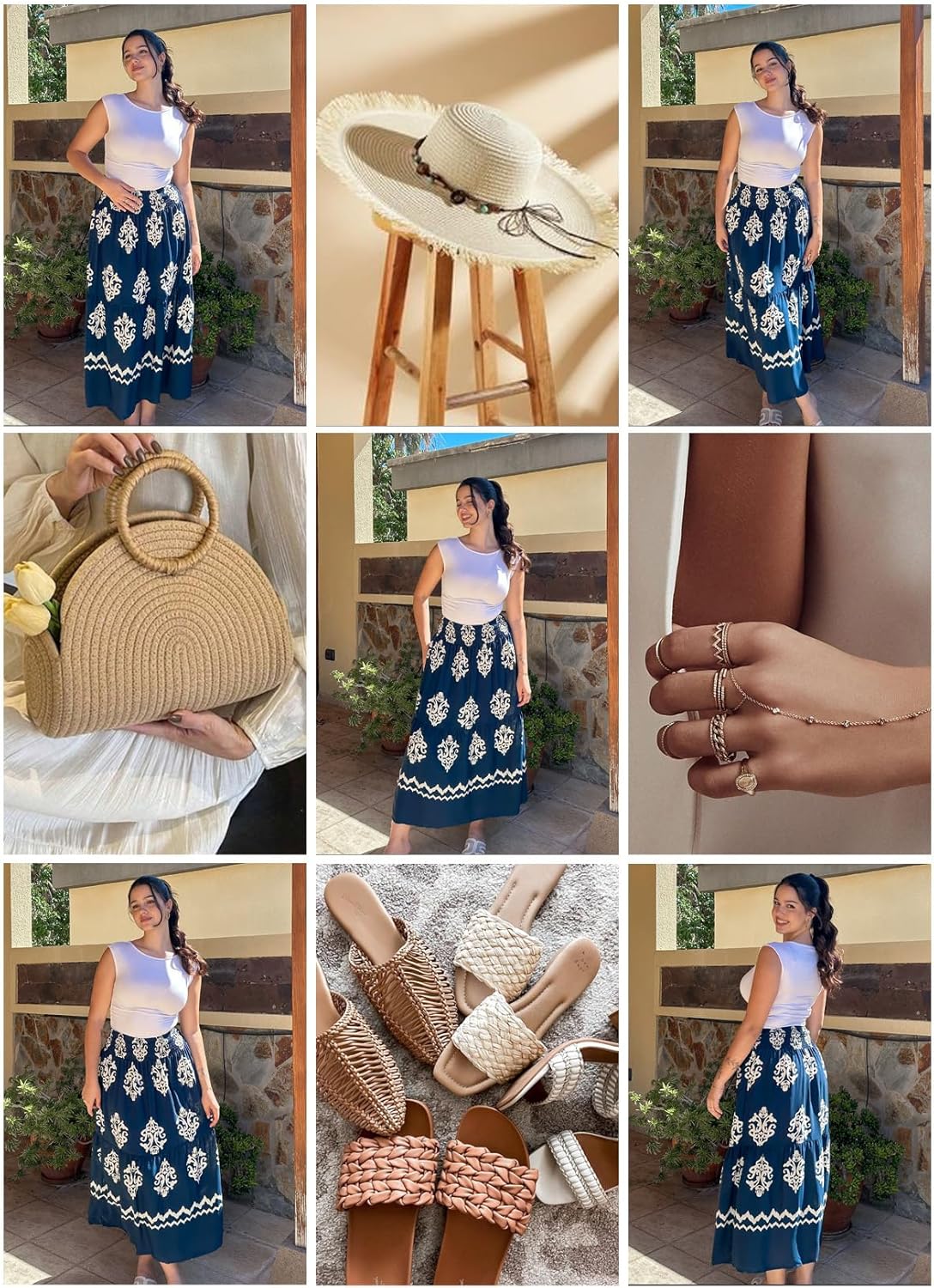 Happy Sailed Boho Long Skirts for Women Fashion Floral Print High Waisted A Line Flowy Maxi Skirt for Beach Vacation - Image 4