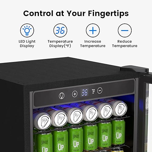 Miniatura 4 de Refrigerador de bebidas de 4.5 pies cúbicos - Mini puerta de vidrio para 145 latas para refrescos, cerveza, vino, refrigerador pequeño para