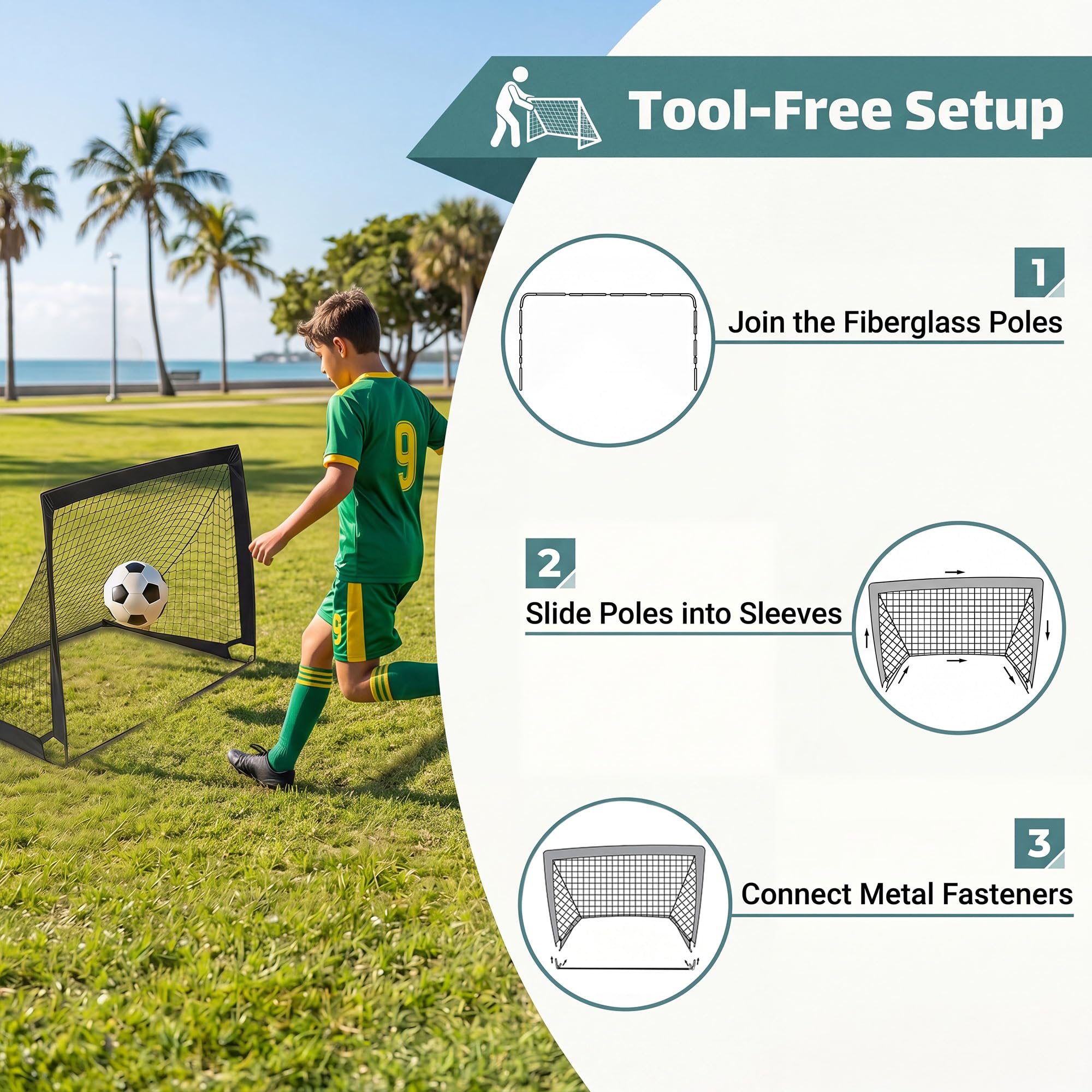 GYMAX Porta da calcio portatile, 120 x 92 cm, set da 2