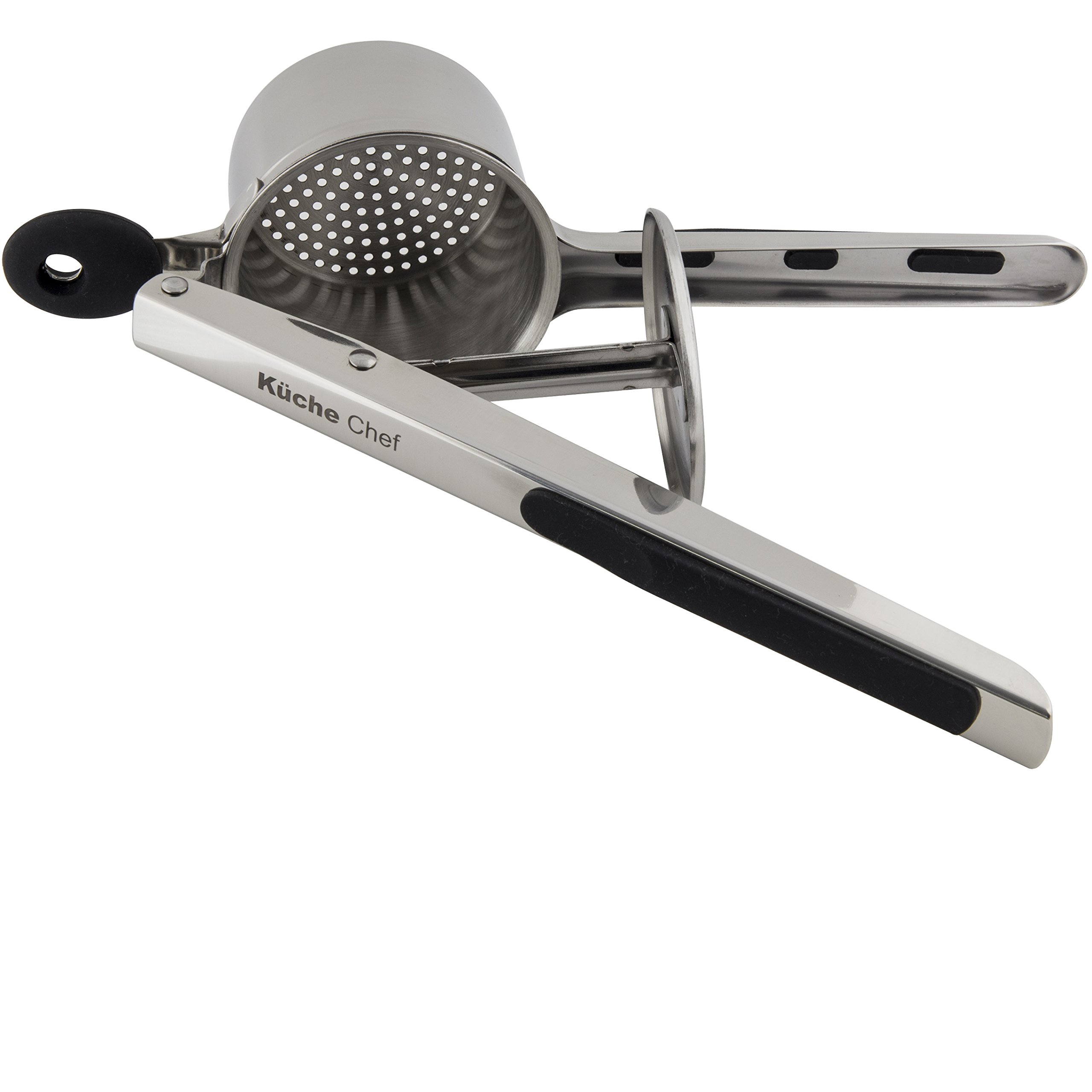 Potato Ricer and Masher, Baby Food Maker by Küche Chef. Premium Quality 304 Stainless Steel. Mill Silky Smooth Mash Every Time By Pressing Soft Grip Handles