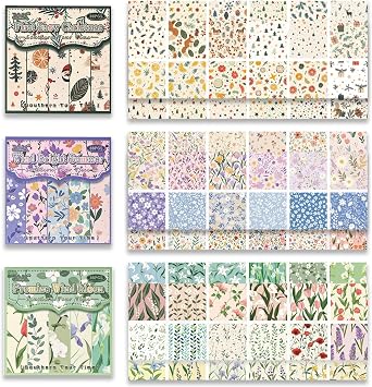 90 Sheets Scrapbook Paper Pack, Decorative Pattern Paper for Scrapbooking, Junk Journal, Ephemera, Craft Supplies and Materials Kit SetA