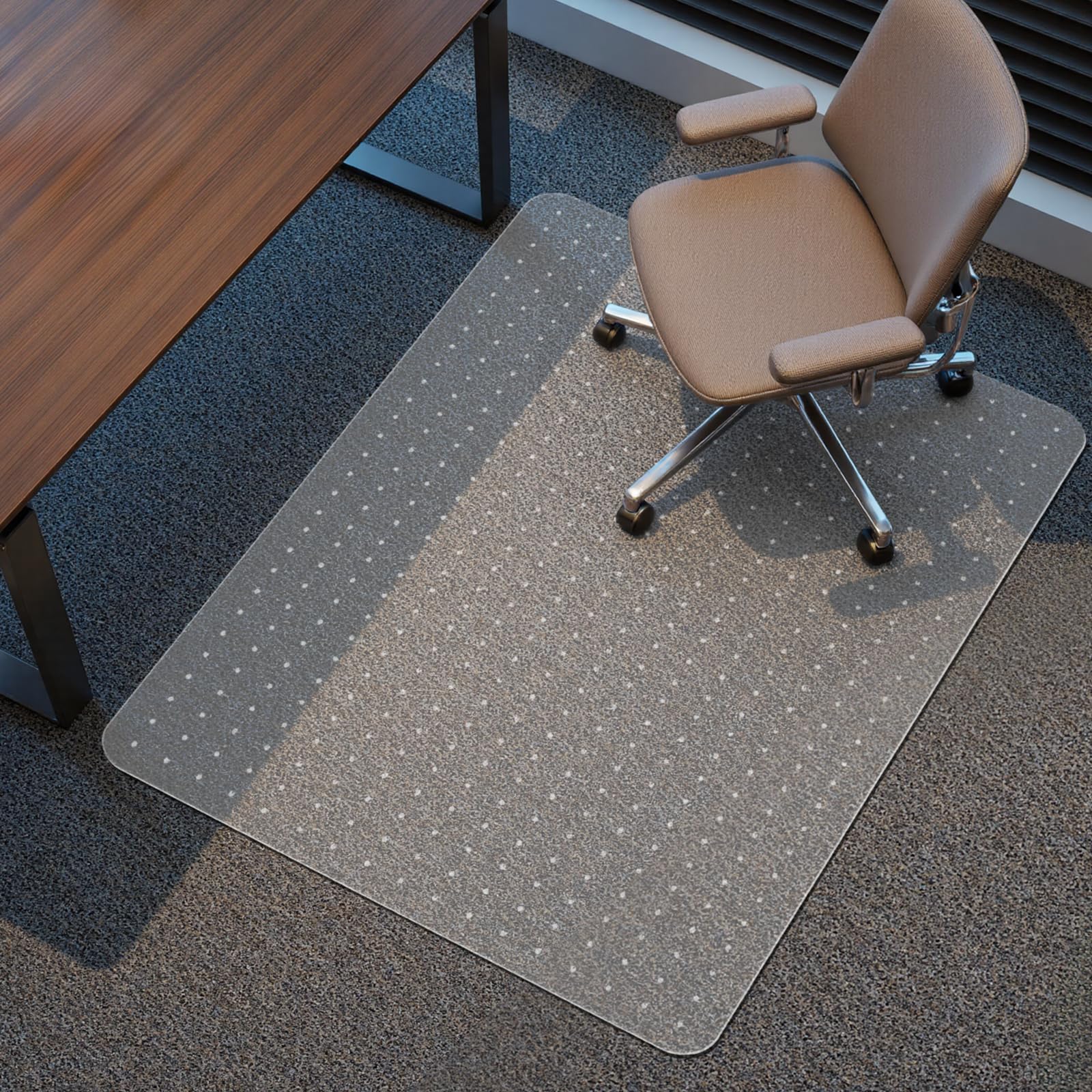 Kuyal Office Chair Mat for Carpet 46x55 Clear Heavy Duty Computer Chair Mat Under Desk Protector Carpeted Floors