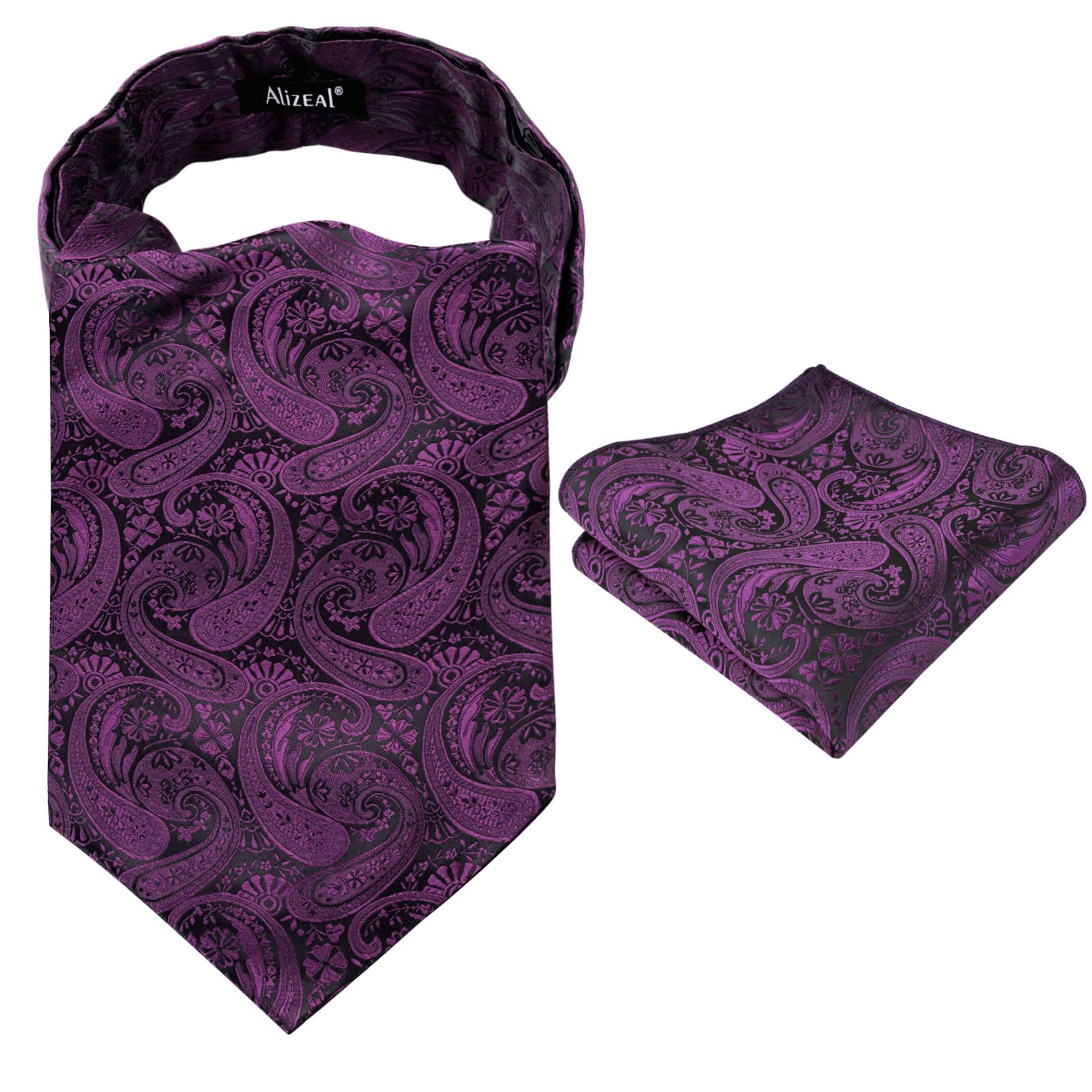Alizeal Mens Self-tied Cravat Tie Ascot and Pocket Square Set