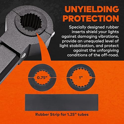 Miniatura 5 de Kits de abrazadera de barra de luz todoterreno ATV UTV 0.75"1"1.25" pulgadas 360 grados 2 tamaños de perno aluminio 2 unidades barra de toro