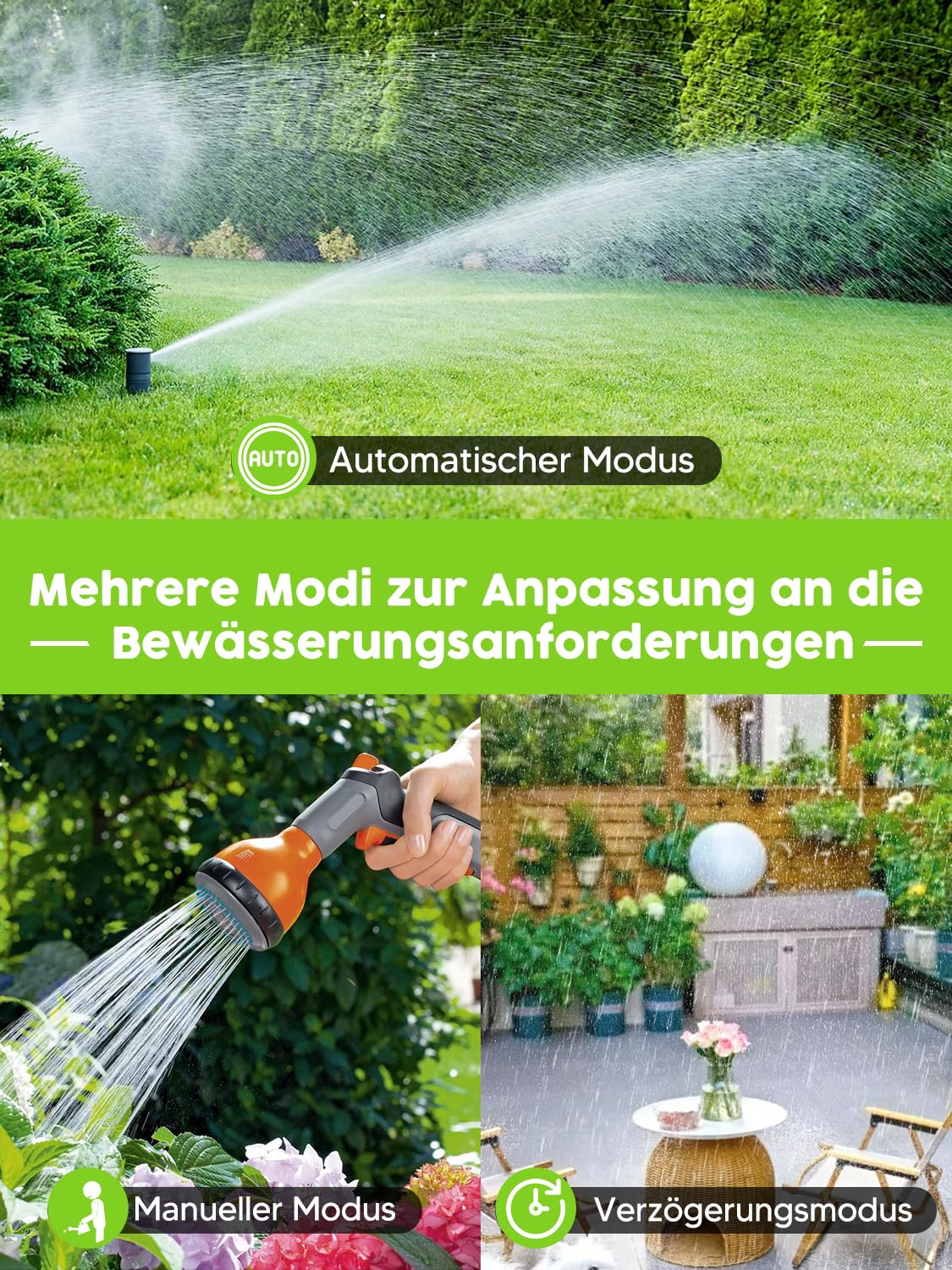 Programmateur Arrosage Automatique avec Entrée et Sortie en Laiton et Retard de Pluie