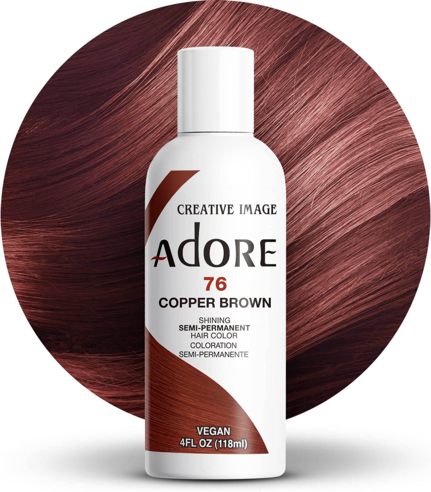 Semi Permanent Hair Color (076 Copper Brown) | Vegan & Cruelty-Free Brown Hair Dye | No Ammonia, No Peroxide, No Alcohol | 4 Fl Oz