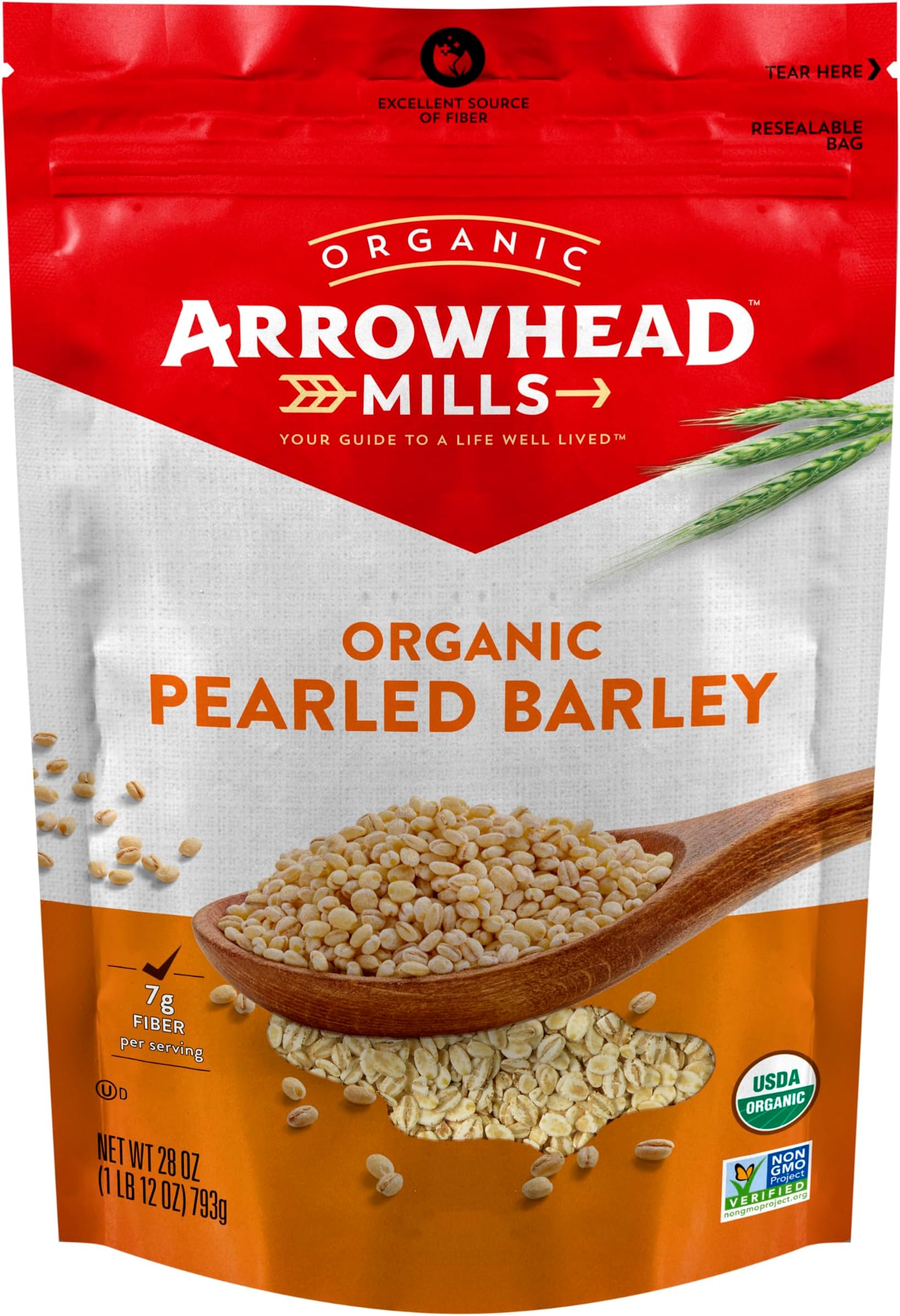 Organic Pearled Barley, 28 oz Bag (Pack of 6)