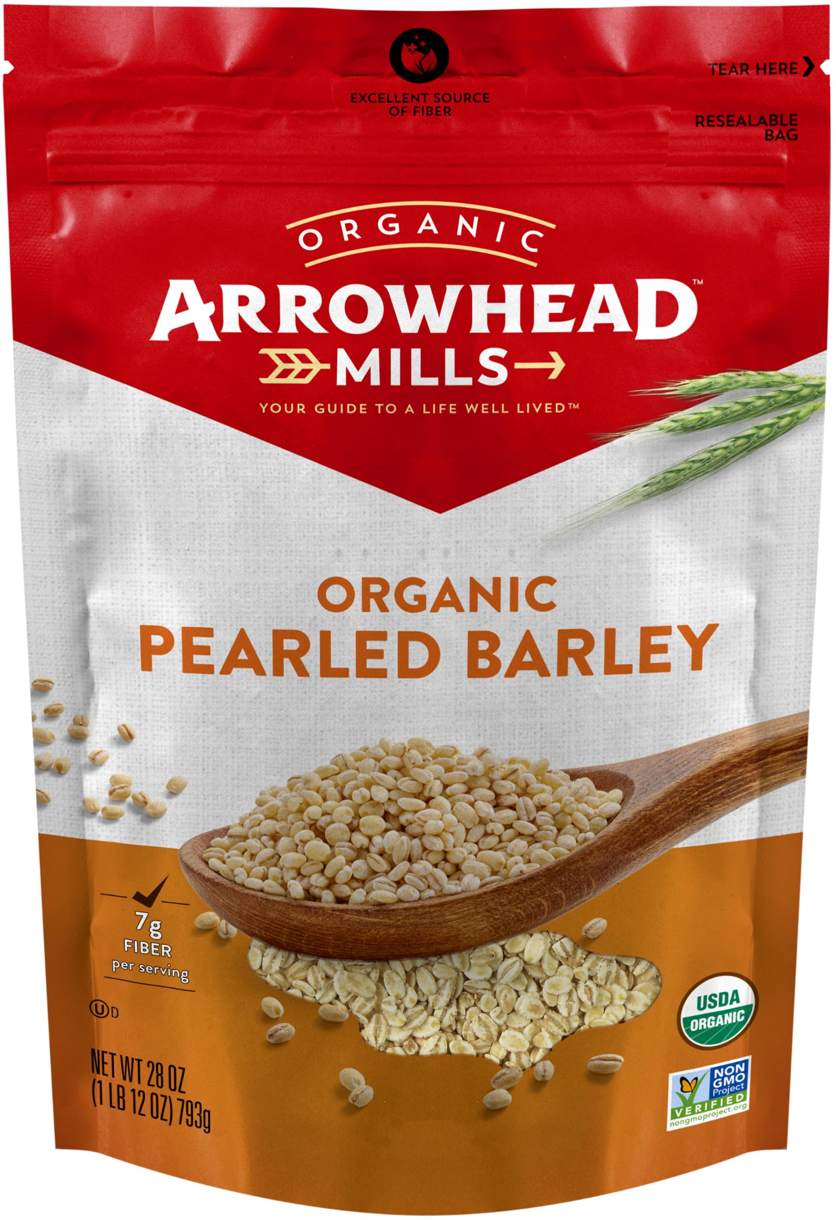Organic Pearled Barley, 28 oz Bag (Pack of 6)