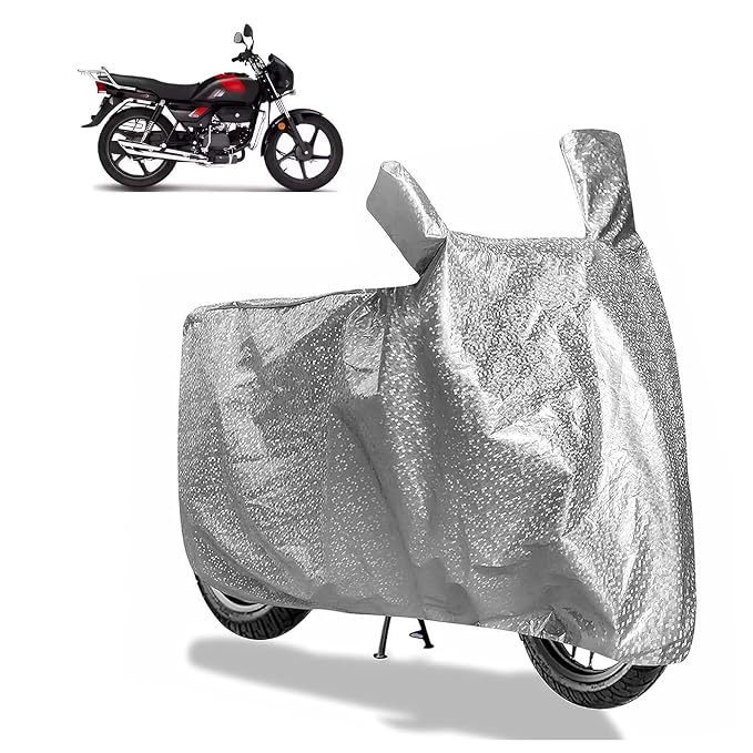 Sulfar Bike Cover for Hero MotoCorp Splendor Plus Xtec (125cc Bluetooth) | Waterproof, Dustproof & UV Protected | All Weather Two Wheeler Cover (Silver) New 2026 Variants