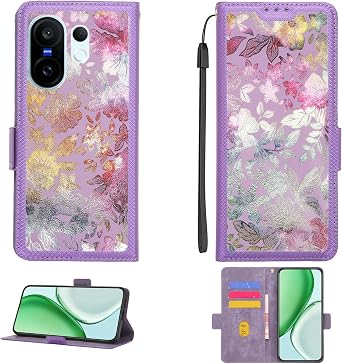 Case Compatible for Vivo X200 Fe V2505 V2503 Phone Case Flip Cover [with Tempered Glass Screen Protector][RFID Blocking] SFH-H