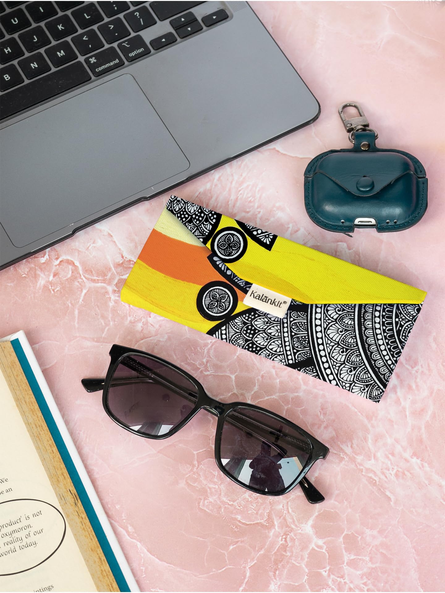 Kalankit Sunglass Case | Premium Foldable Eyeglass Cover for Women & Men | Vegan Leather Spectacle Holder | Travel-Friendly Glasses Pouch | Valentine Gift | People Art Print - Image 3 thumbnail