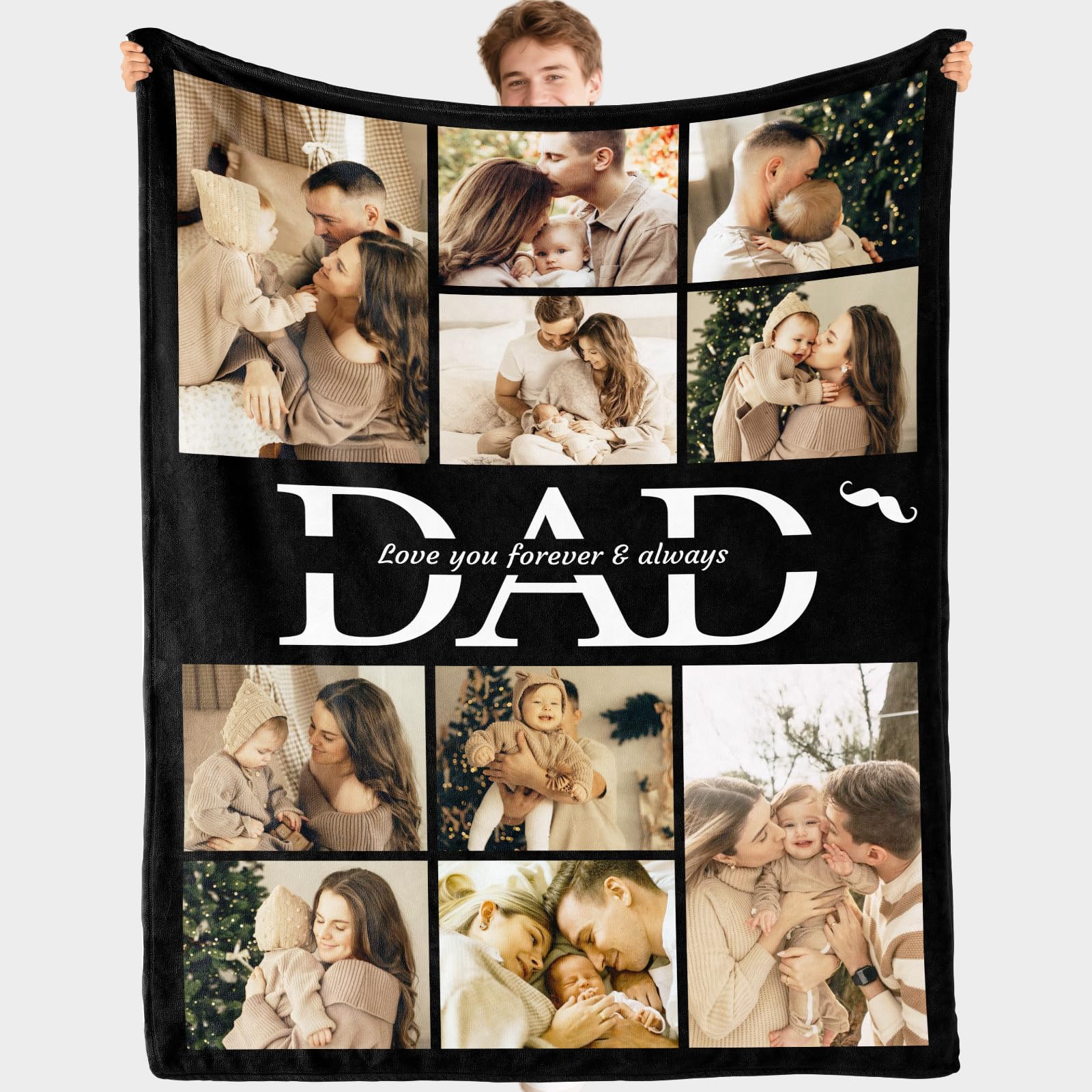 Bemaystar Personalised Blanket with Photo & Text Custom Blanket for Dad, Family Birthday, Christmas, Anniversary Present for Daddy — image 1