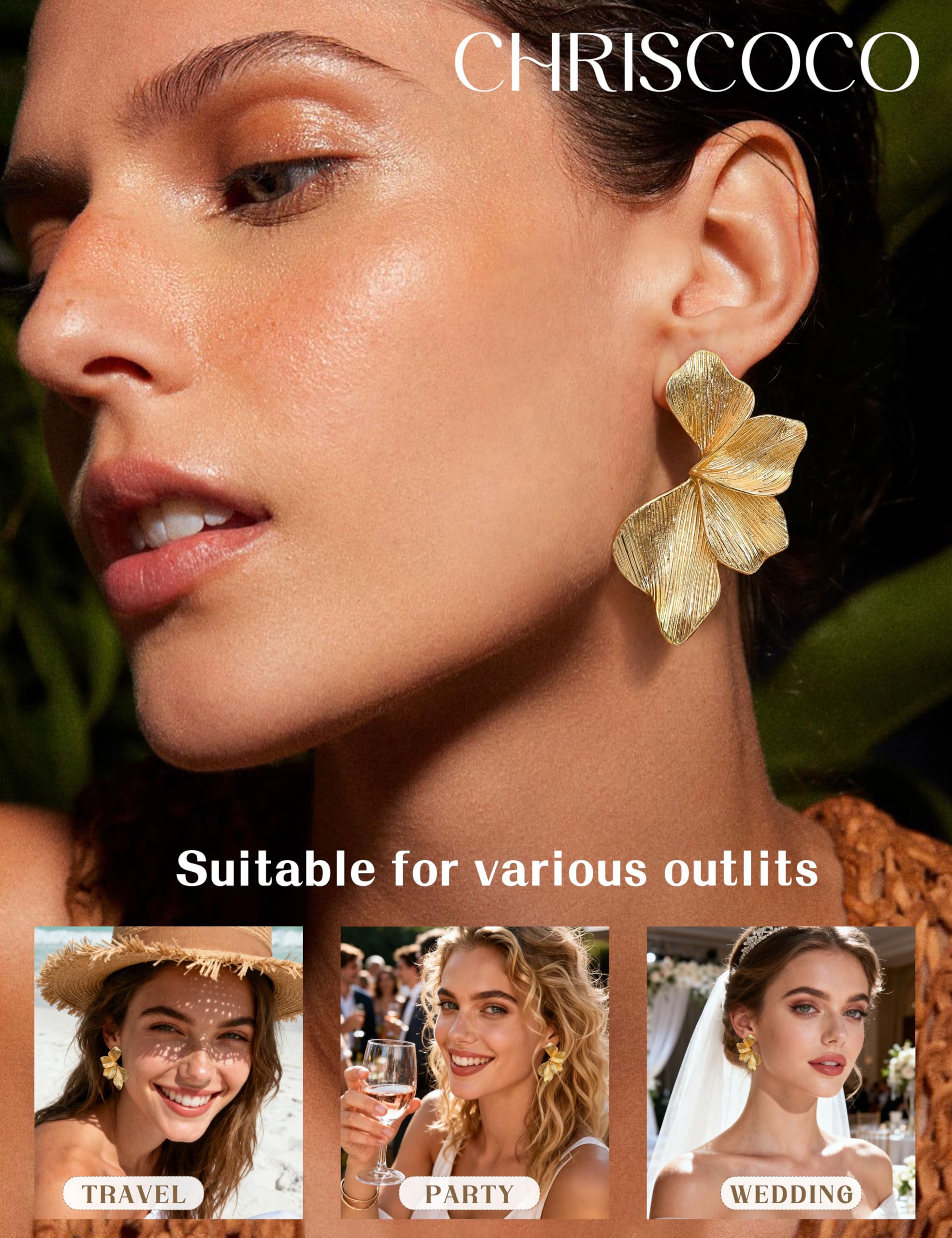 Pendientes de Plata de Ley 925 con Forma de Flor para Mujer