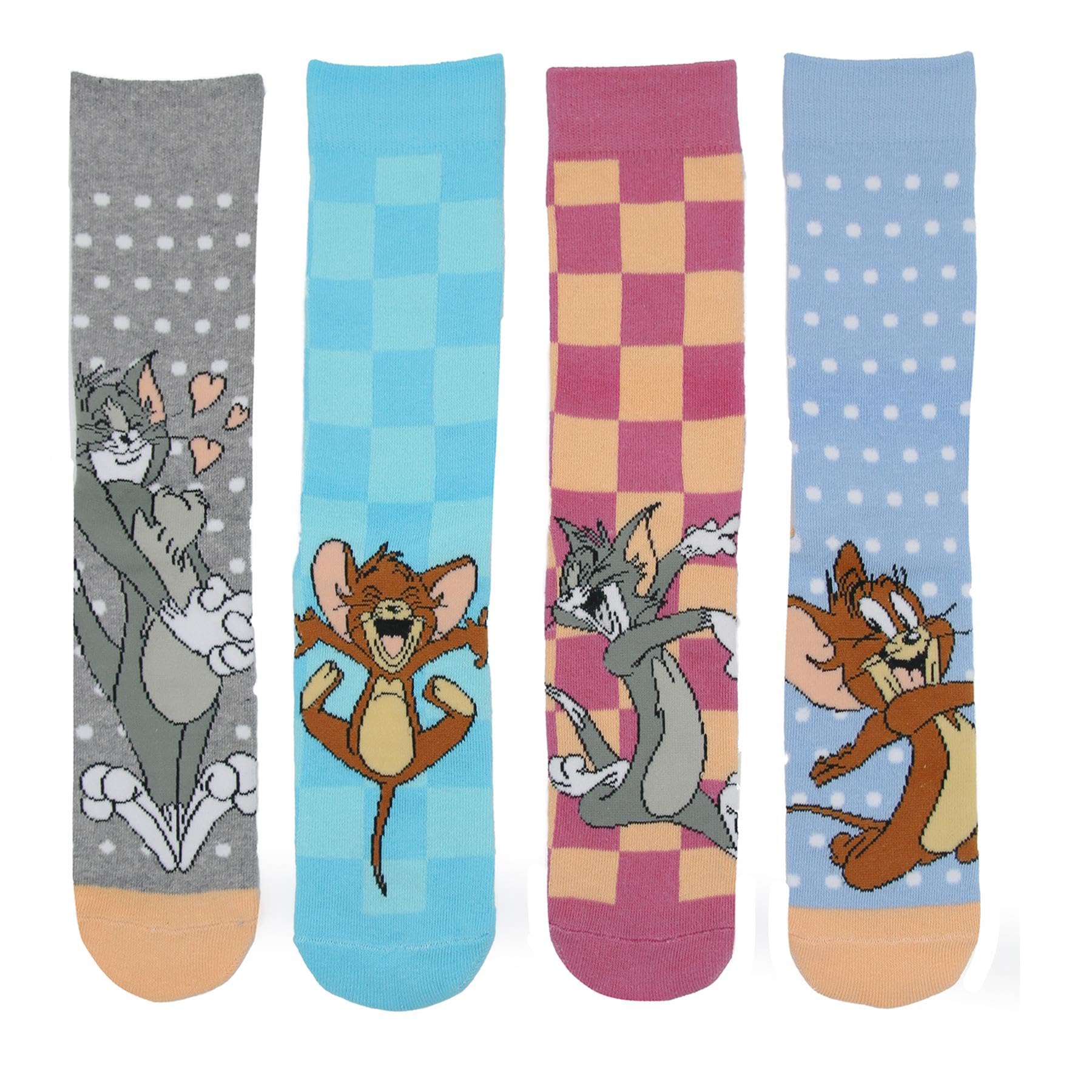A2Z Womens Socks Pack Of 4 Officially Licensed Tom Jerry Socks Stylish Durable Soft Feel Comfortable For Daily Footwear Ladies Socks Lightweight Festive Fun Ankle Character Socks Perfect for Playtime