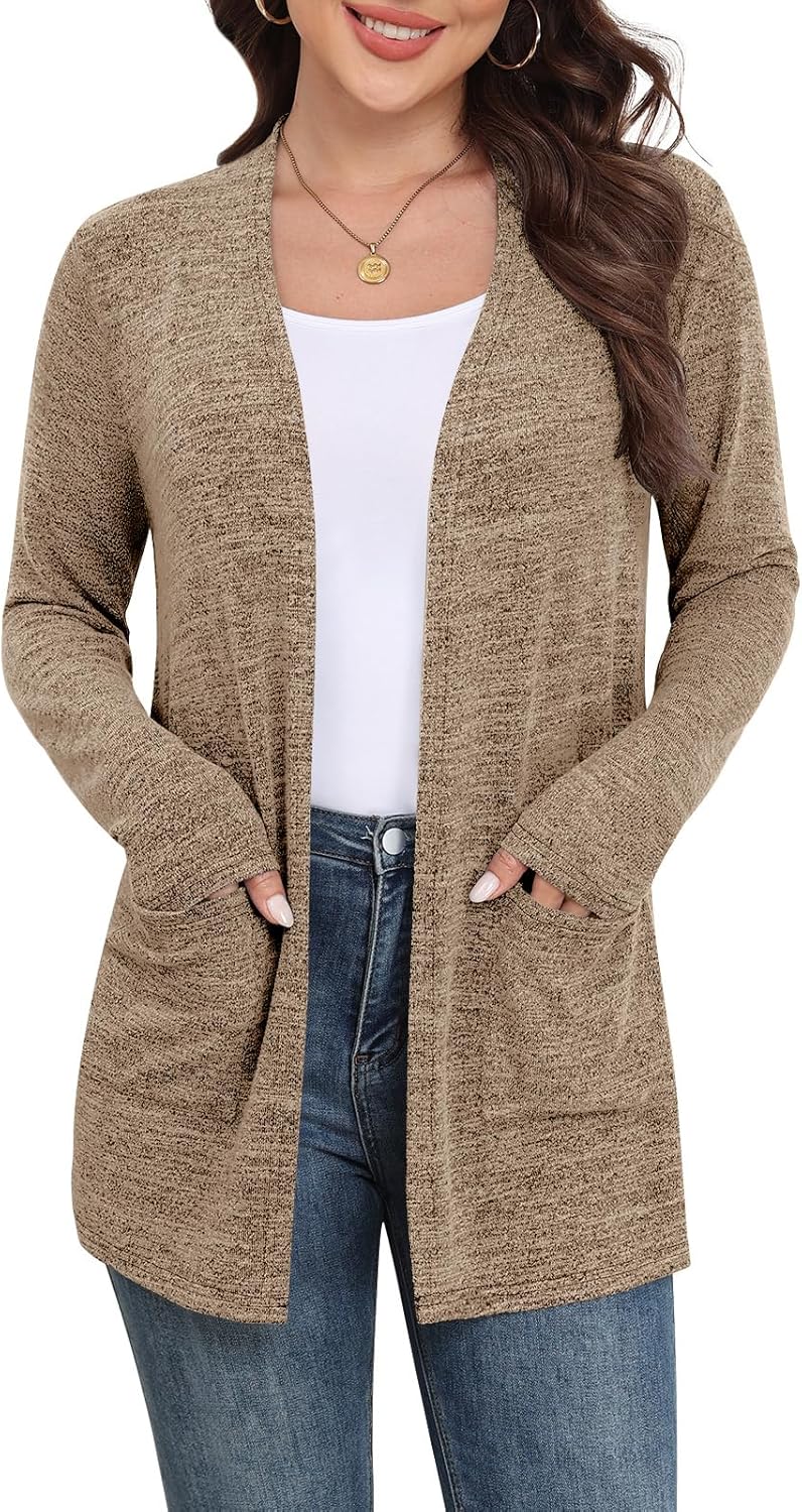 Yincro Womens Lightweight Cardigan Long Sleeve 0pen Front Casual Sweater Cardigans with Pockets