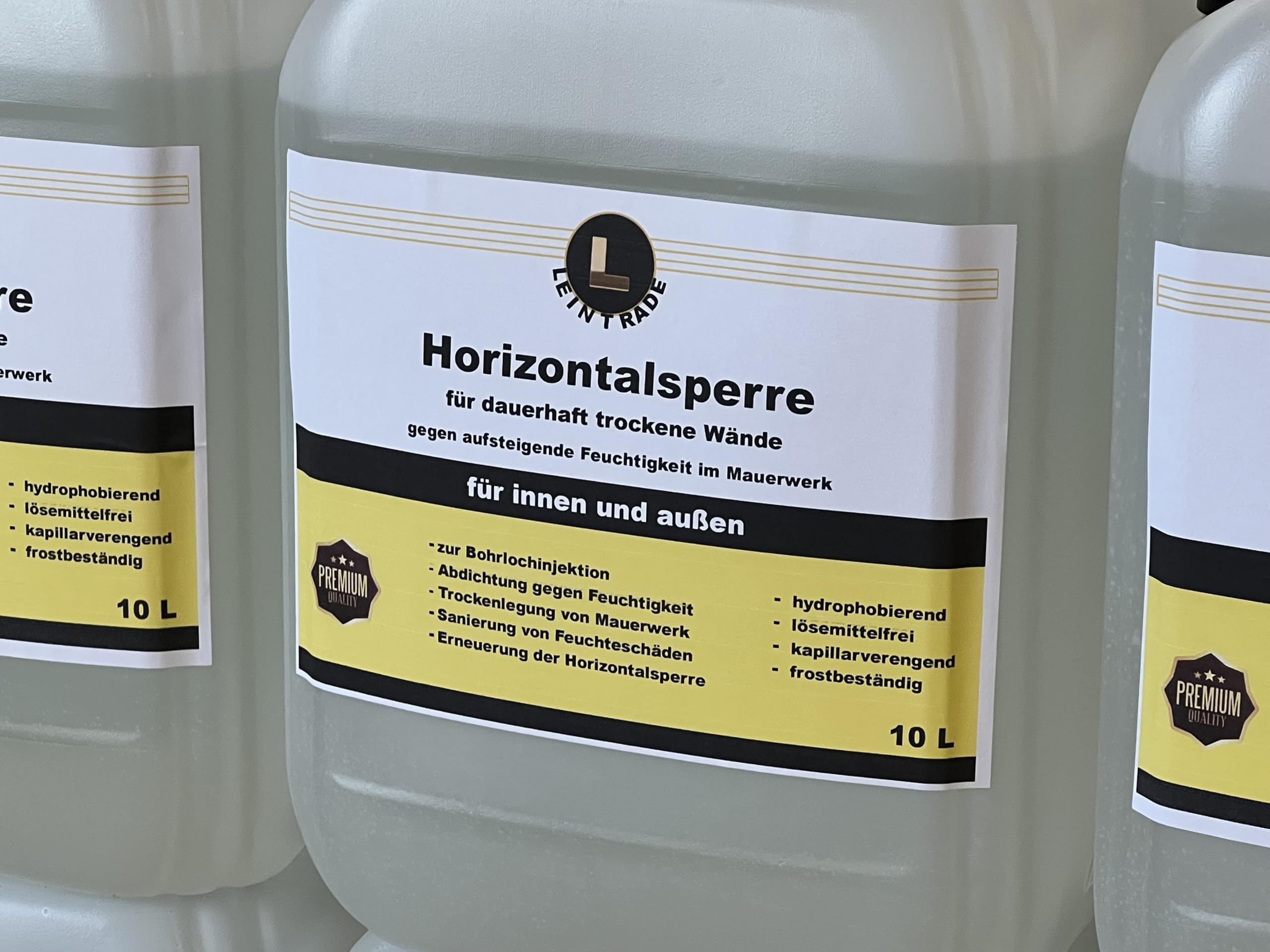 Pared seca (30 L), bloqueo horizontal permanente para interior y exterior, sellado de sótanos, inyección de agujeros de perforación 3 x 10 l