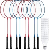 Vista 1 de woanger Juego de 8 raquetas de bádminton con 12 raquetas de bádminton para adultos y adolescentes, juego de bádminton para patio trasero, gimnasio