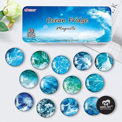 Miniatura 6 de MORCART MR-3083 imanes para nevera, 30 imanes para nevera de océano, imanes para nevera de cocina, pizarra blanca, taquilla, oficina, lavavajillas