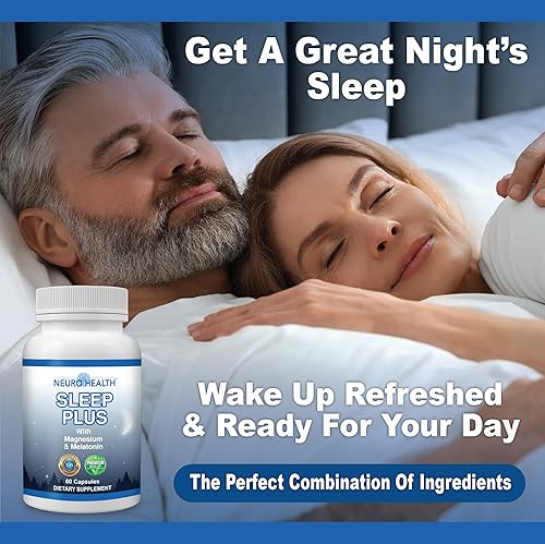 Miniatura 5 de Neuro Health Sleep Plus Sleep Aid, con magnesio, melatonina y ashwagandha, 60 cápsulas (1 botella) pastillas para dormir a base de hierbas para