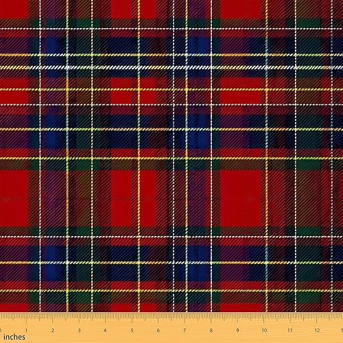 The Yard - Tela de tapicería a cuadros de tartán para sillas, tela geométrica vintage a cuadros de búfalo para exteriores, tela decorativa de