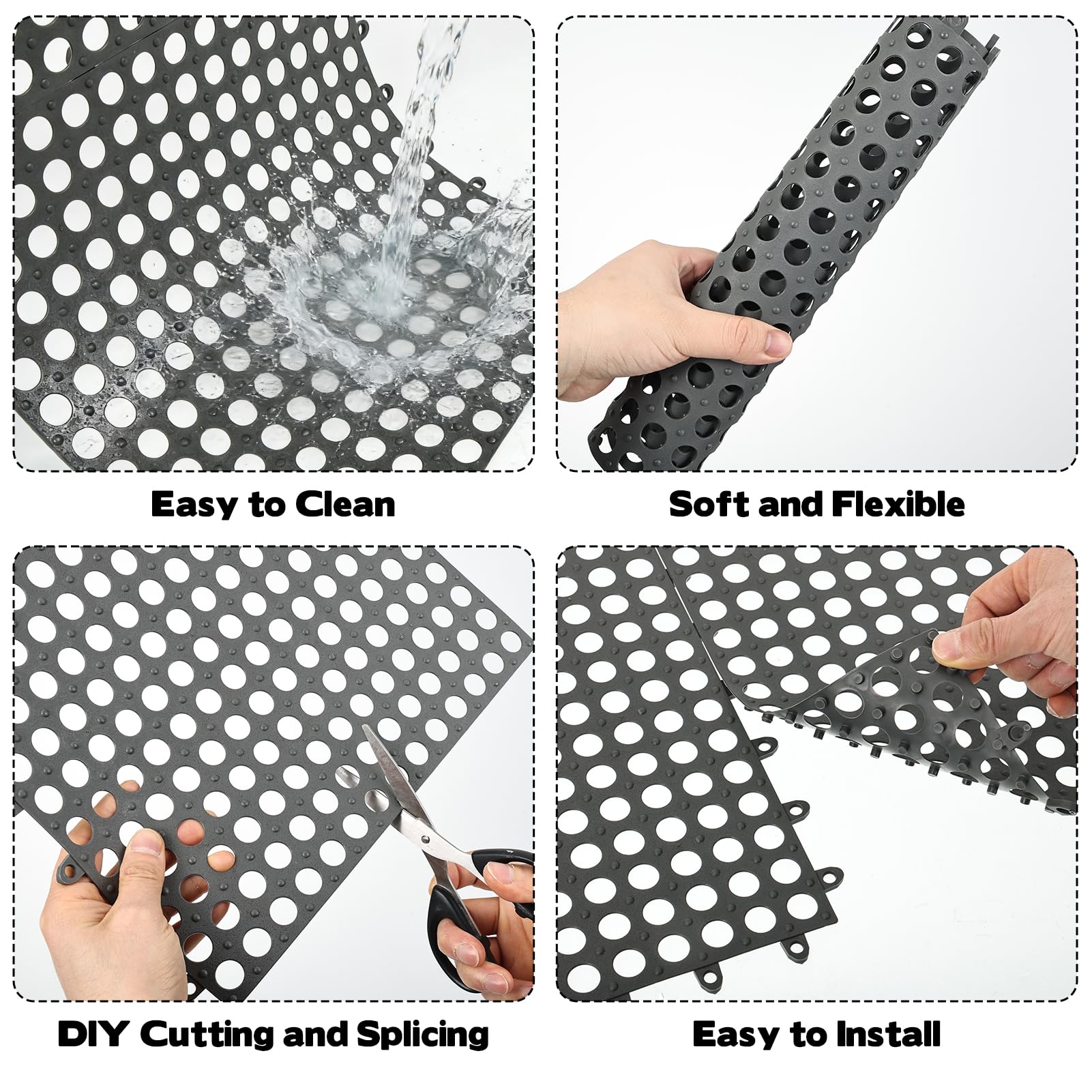 50 PCS Drainage Interlocking Tiles Bulk 11.8'' x 11.8'' Modular Interlocking Cushion Non Slip TPE Pool Deck Drain Mats with Drain Holes Splicing Garage Floor Tiles for Bathroom Kitchen Patio Pool Deck — Amazon image 5
