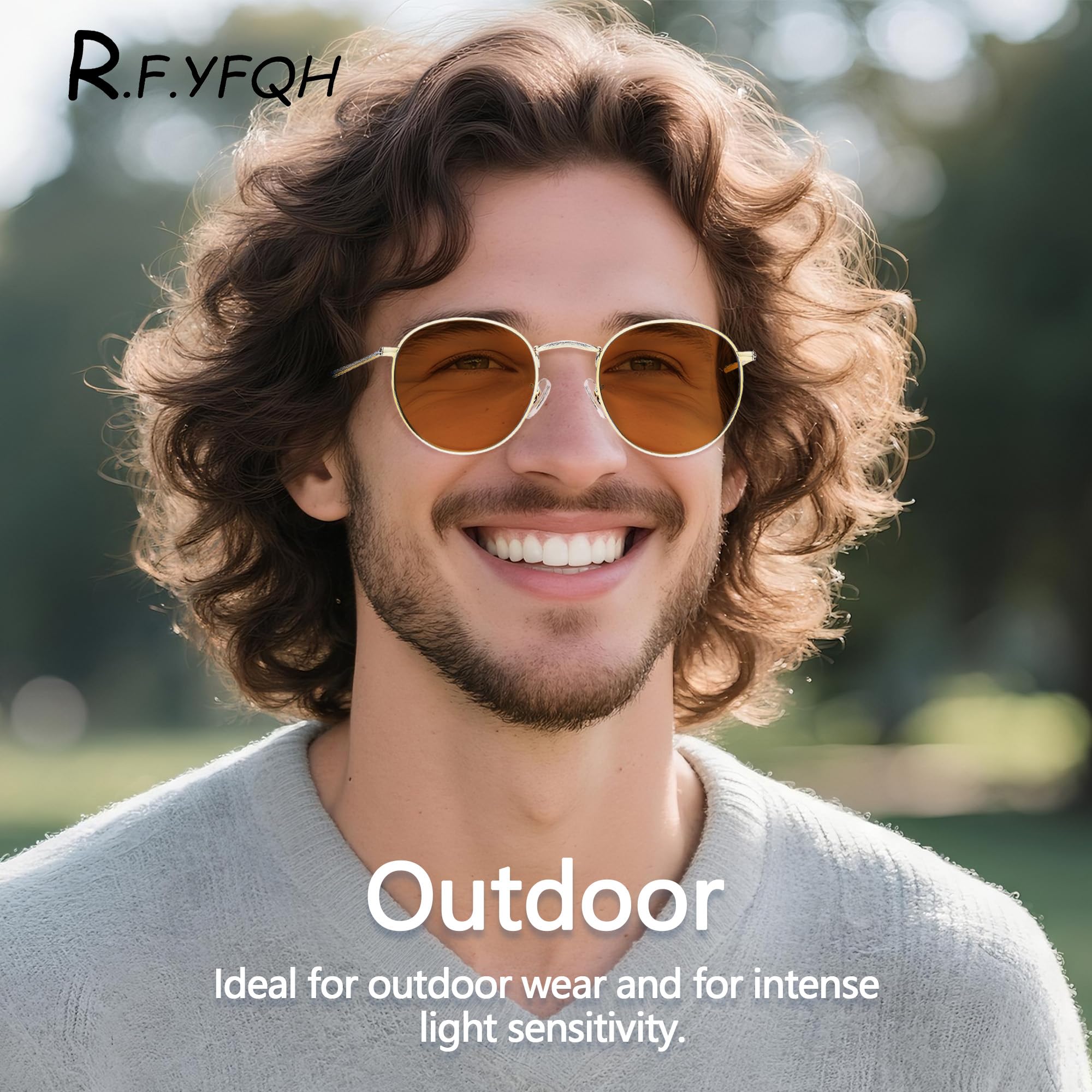 JF5002 - Gafas de sensibilidad a la luz y a la migraña teñida para interiores y exteriores (41 rosa y exterior, fluorescente-60 marrón)