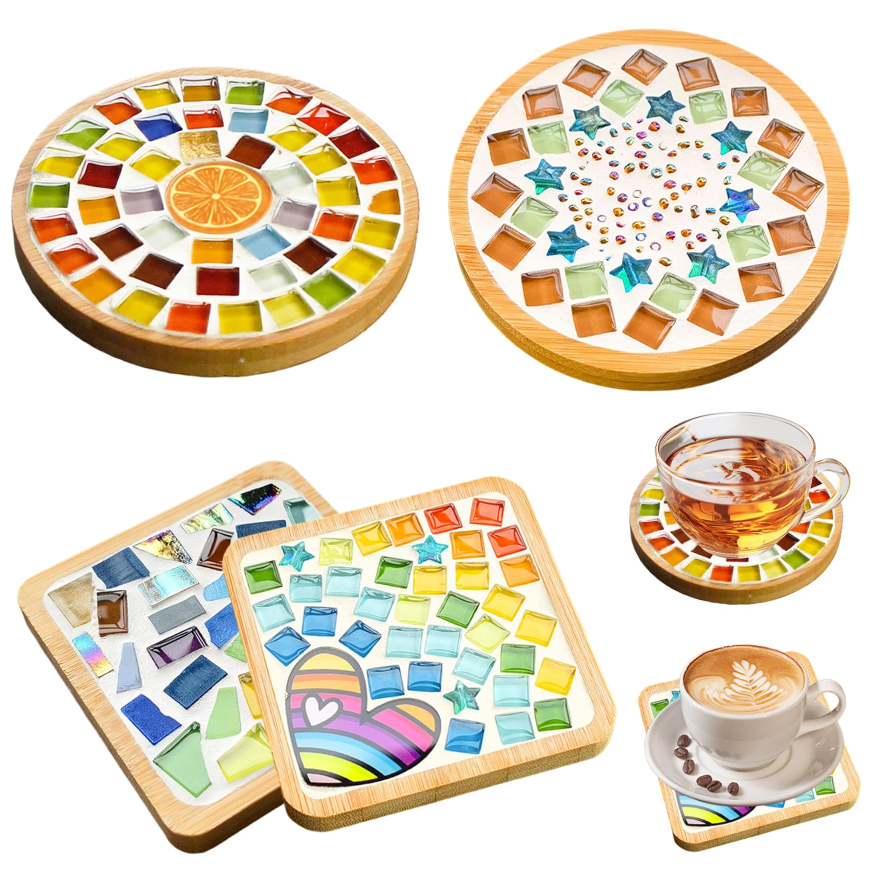 Kit mosaïque en verre de couleur pour décoration de table fait main