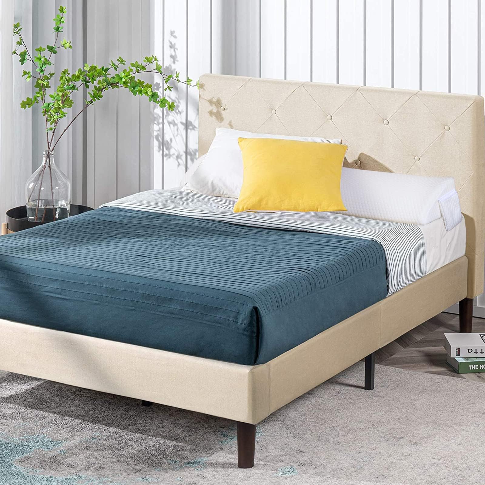 Materasso a cuneo per letto queen size Riempimento dello spazio per il cuscino con zeppa,con tasca laterale,cuscino della testiera per riempire lo spazio tra la testiera e il materasso (152*25*15 cm)