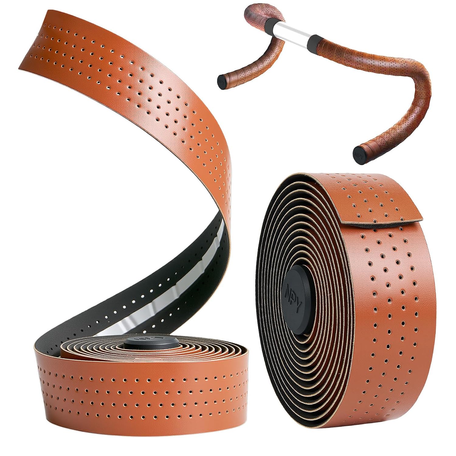 Handlebar Tape - Vintage Bike Bar Tape, Soft PU Leather Cushion Wrap for Road Bikes, Indoor Spin Bikes, Cruiser Bikes