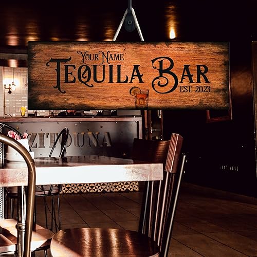 Miniatura 104 de Placa de pared de madera de bar de tequila mexicano personalizado, letrero de bar de México, letrero rústico para pub para el hogar, decoración de 01