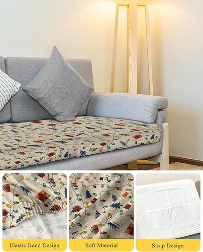 Miniatura 4 de Prime Leader Fundas de cojín para sofá, calcetines de Navidad, muñeco de nieve, árbol de Navidad, caja de regalo, fundas elásticas para sofá, fundas