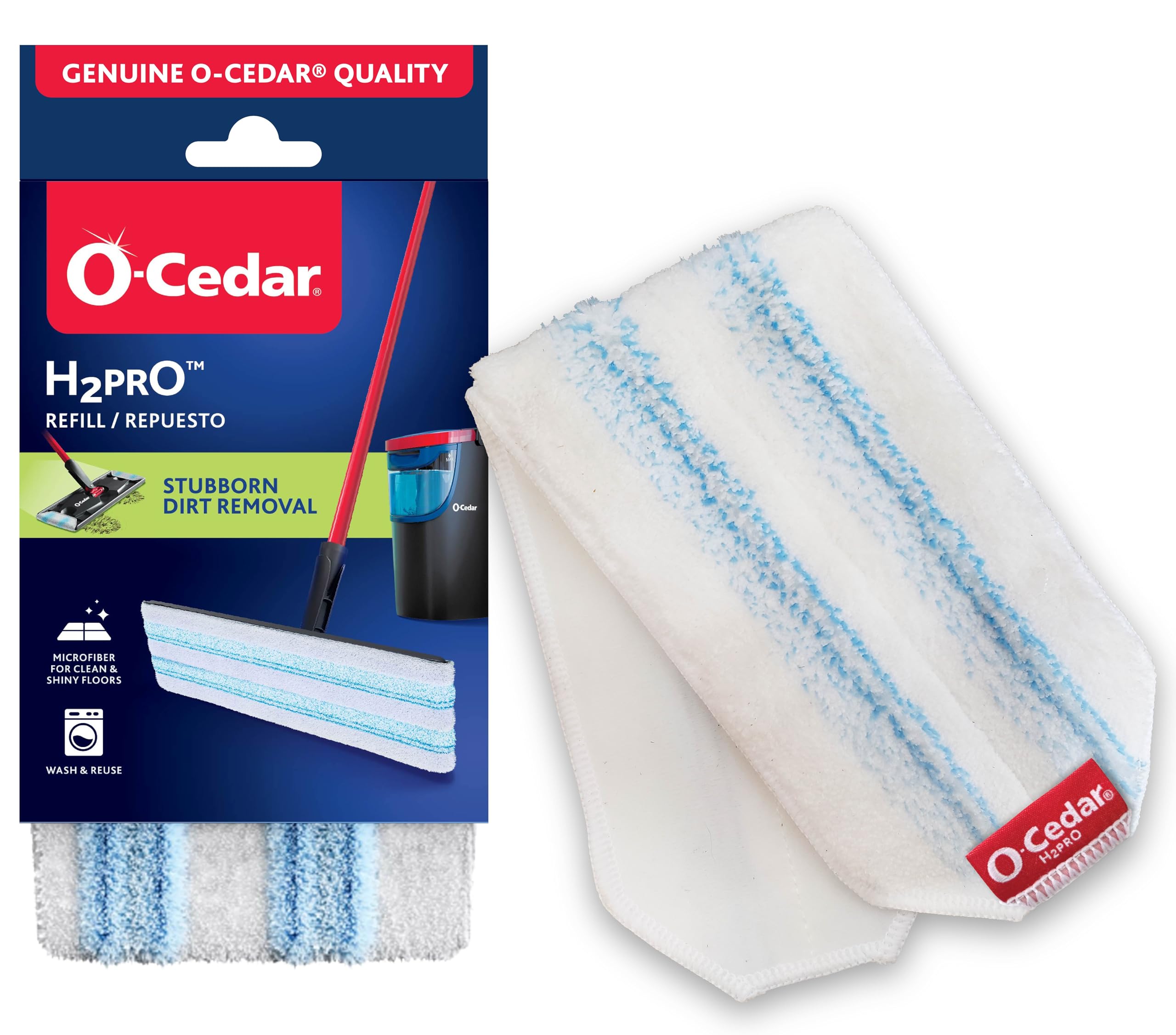 O-Cedar H2prO Mop Pad (Pack of 1) | Machine Washable | Reusable | Microfiber Mop Head Replacement | Removes 99% of Bacteria