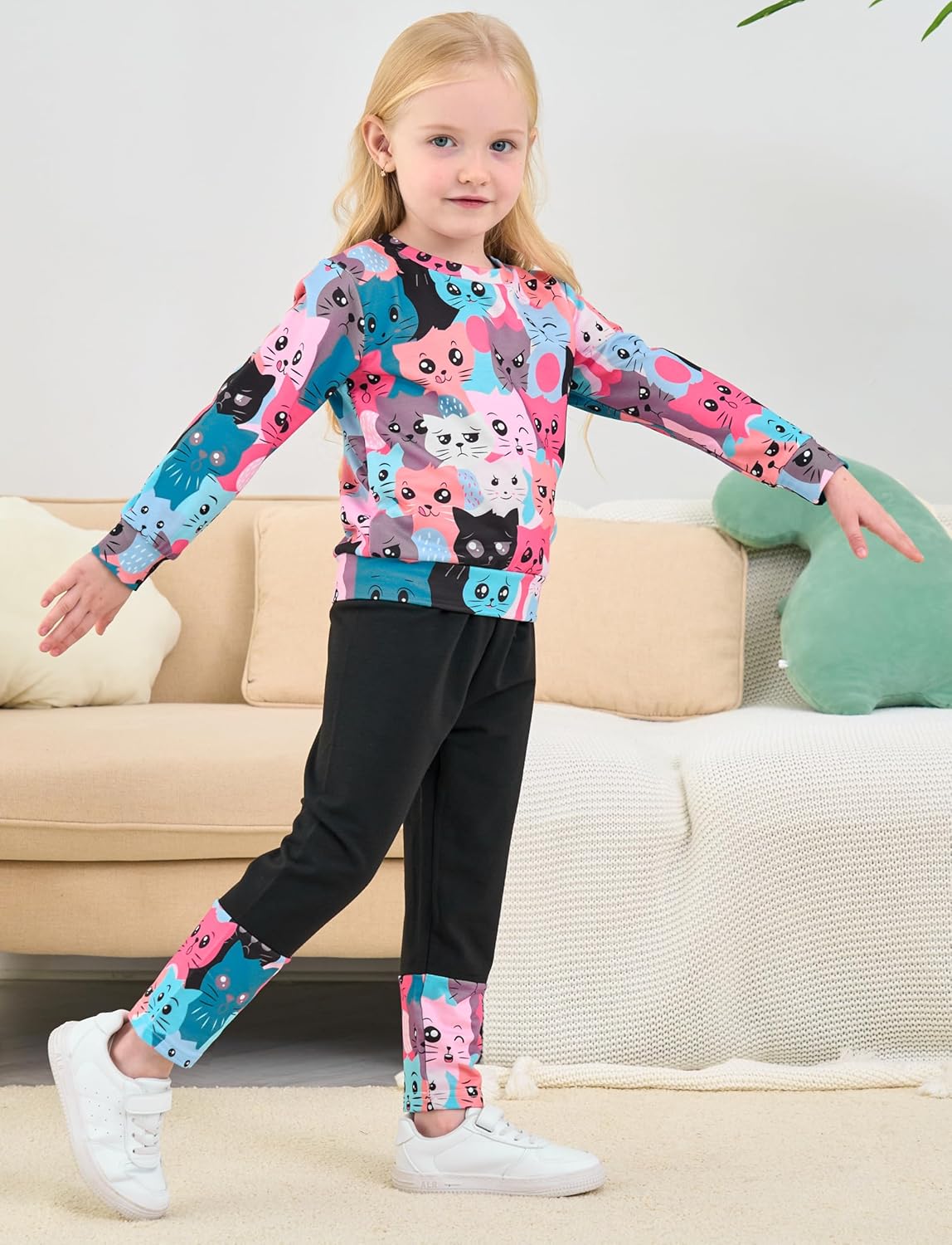 Little Girls 2 Piece Outfits Ruffle Sleeve Unicorn Sweatshirts Top and Leggings Set School Outfits Kids Clothing Set - Image 3