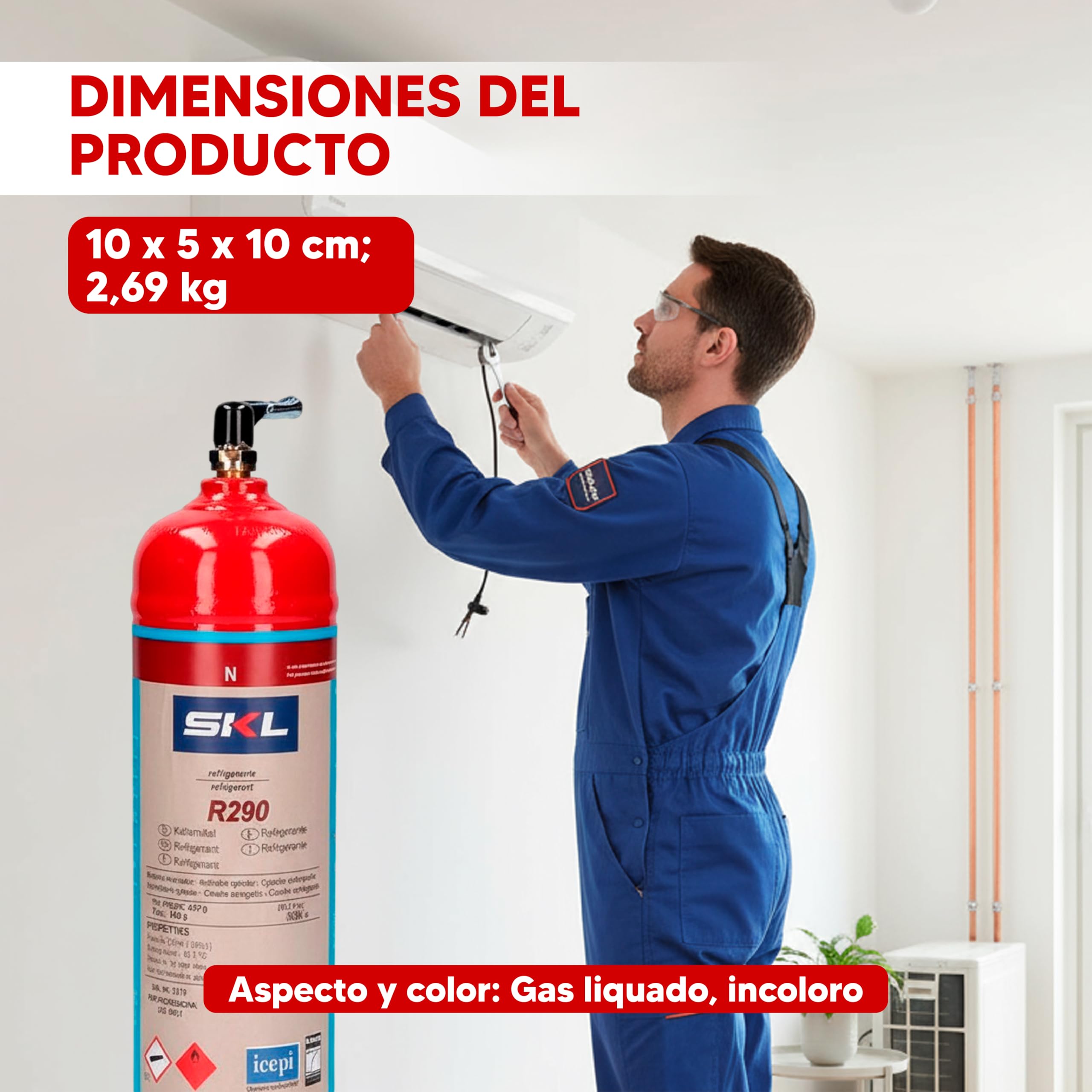 REPORSHOP - 1 bouteille de gaz réfrigérant R290 370gr Propane