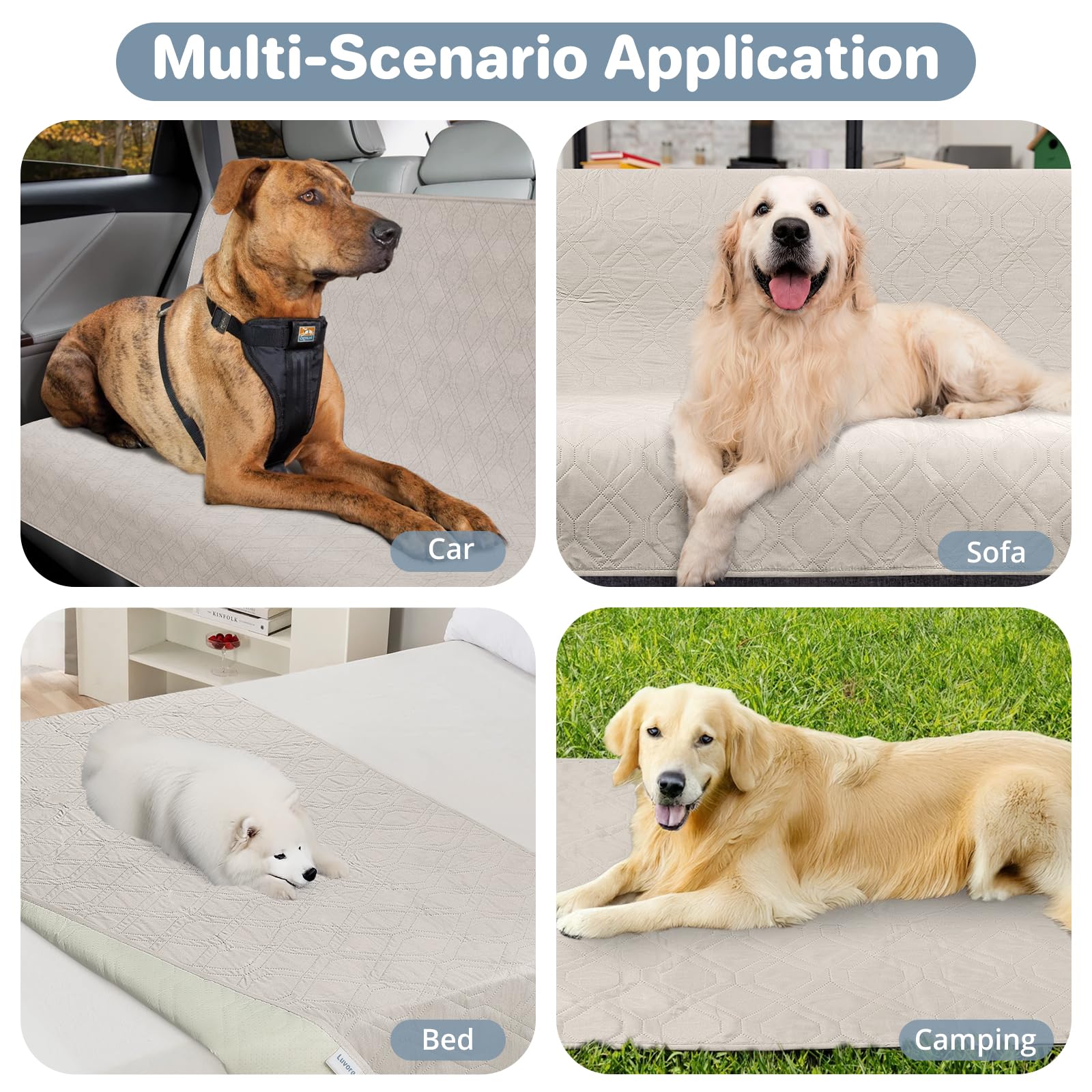 Copridivano impermeabile antiscivolo 76x190cm Crema per cani gatti