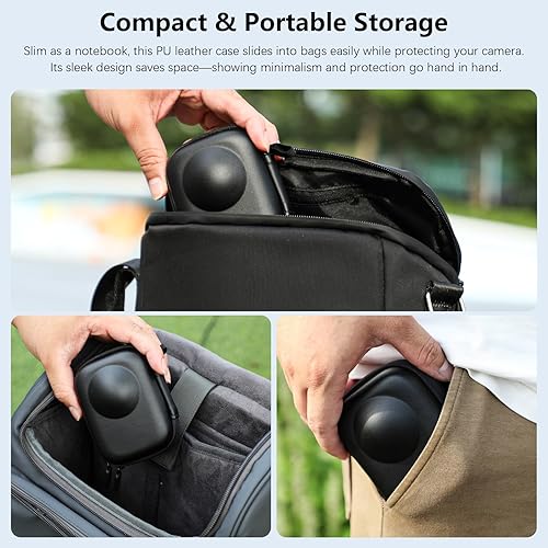 Miniatura 5 de AMAZEAR Estuche de transporte para DJI OSMO 360 Accesorios, portátil OSMO360 Bolsa de almacenamiento compacta con correa para la muñeca Cuero PU