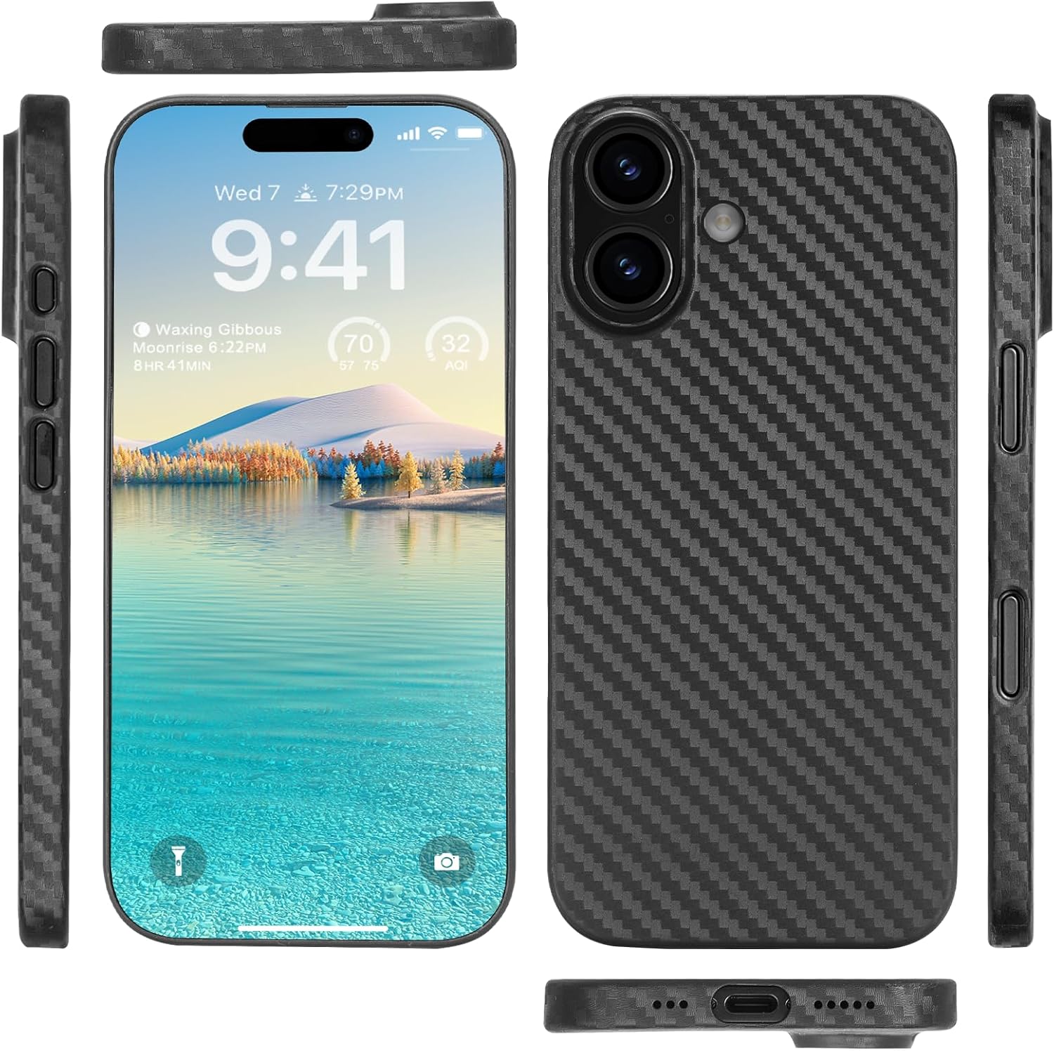 memumi Ultra Thin Case for iPhone 17 0.3 mm [No-Case Feeling] Carbon Fiber Pattern Matter Compatible with iPhone 17 Slim Cover with Minimalist and Lightweight Design, Black - Image 4