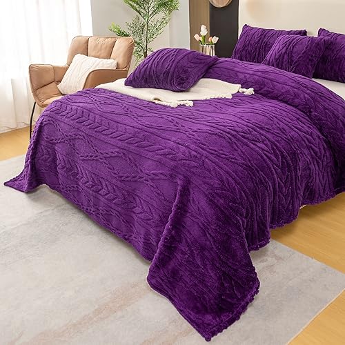 Miniatura 7 de YUSOKI Manta de sherpa con diseño elegante 3D súper suave, mullida, acogedora y cálida, manta peluda de felpa gruesa y esponjosa para adolescentes,