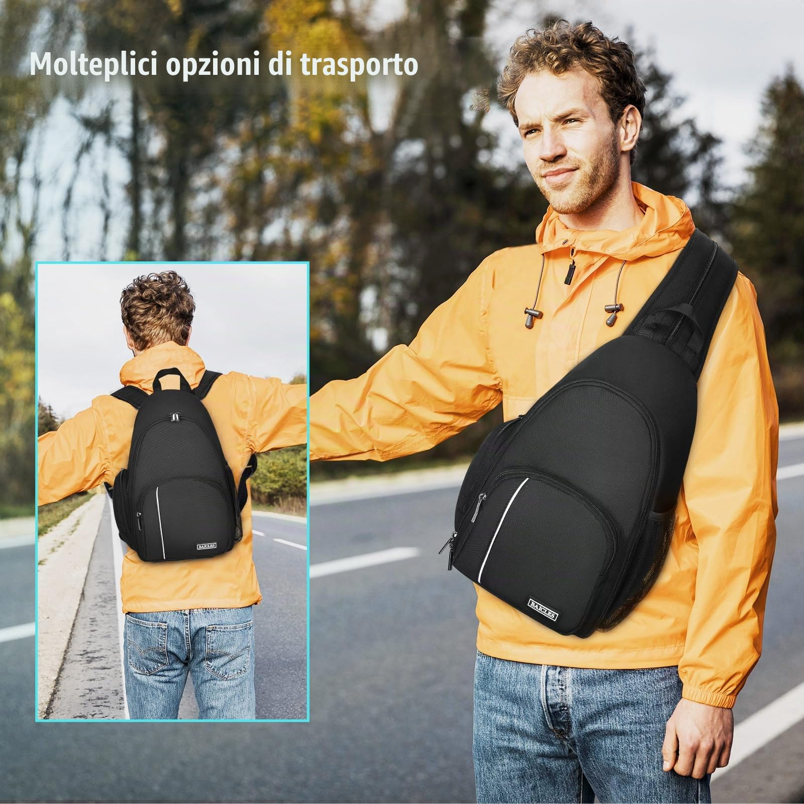 BAIGIO Zaino Fotografico Multifunzionale, Borsa a Tracolla per Fotocamera, Borsa per Reflex, Zaino Impermeabile per Fotocamera, Borsa per Obiettivo Canon Sony Nikon SLR DSLR