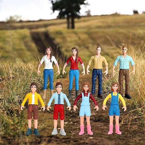 Miniatura 2 de Figura de juego de rol de modelo de granjero simulado, 8 piezas, pintada a mano, figura realista pintada a mano, personaje de granja para diseño de