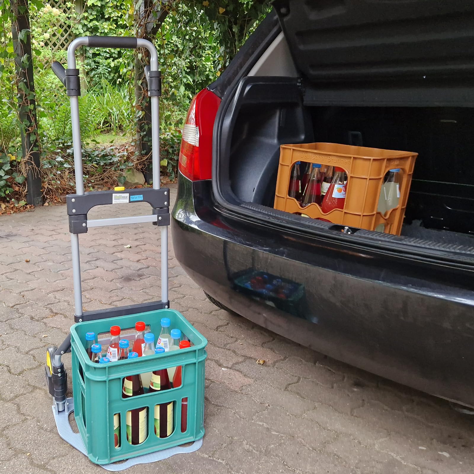 TRUTZHOLM Klappkarre XL Sackkarre Mit Langem Teleskopgriff 115 cm und Großer Ladefläche - Tragkraft 150 kg - Inkl. Expanderseil - Transportkarre Schwerlast-Sackkarre
