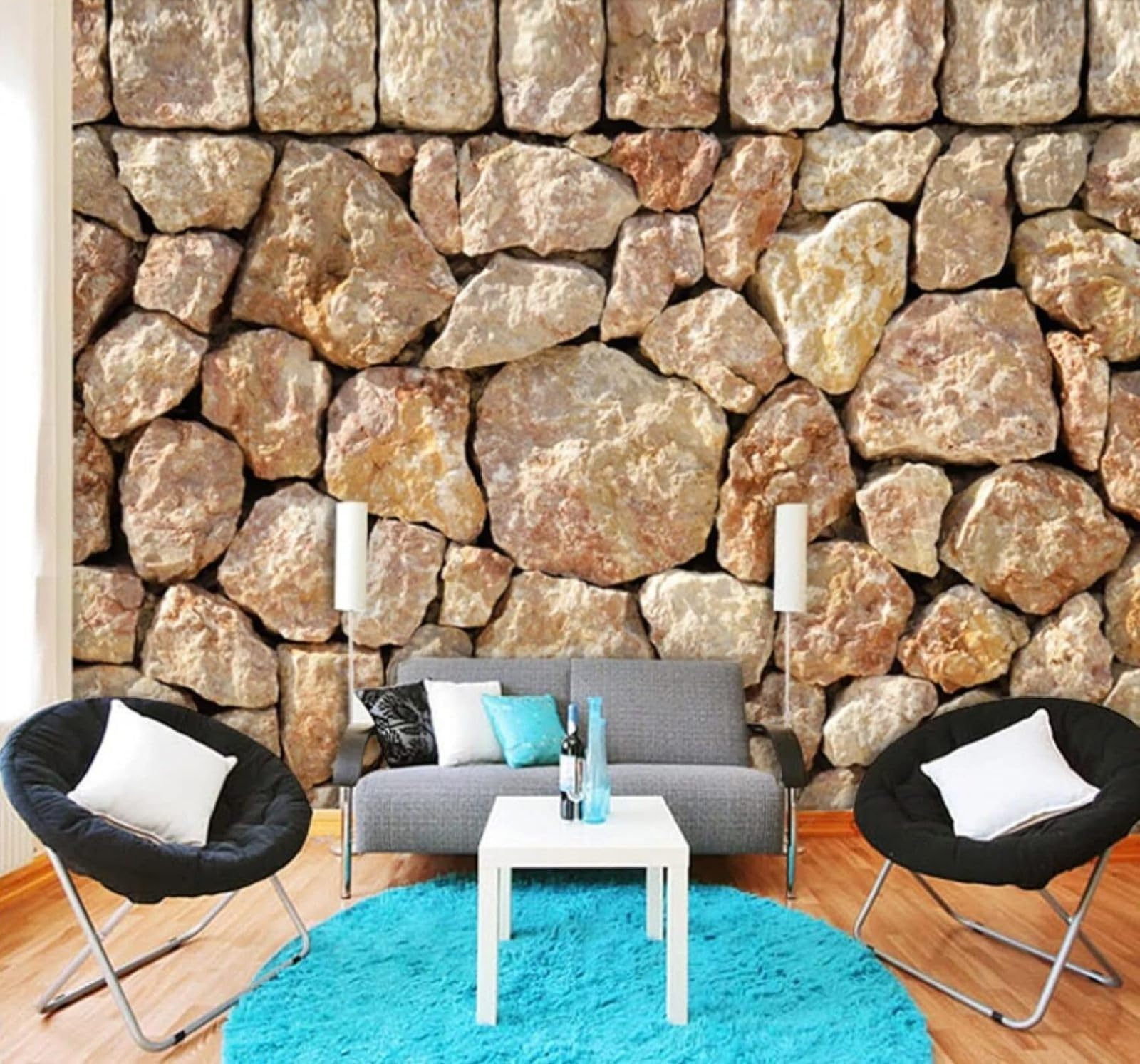 XLMING Minimalist Three Dimensional Relief Vintage Stone Wall 3D Wallpaper Luxury Home Dining Decor Paste Sofa Living Room The Wall for Bedroom Mural-200cm×140cm